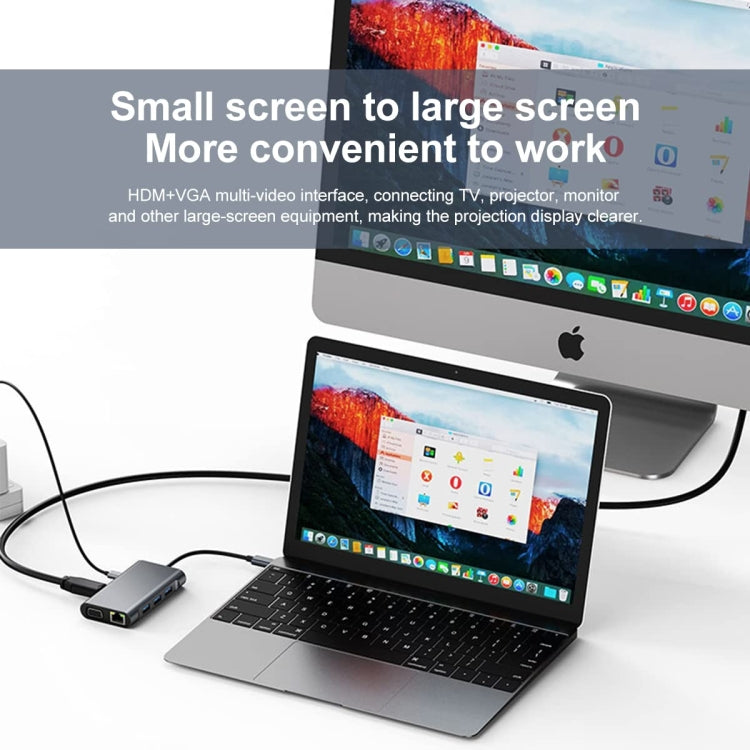 BYL-2111U3 7 in 1 USB-C / Type-C to USB Docking Station HUB Adapter (Silver) by buy2fix