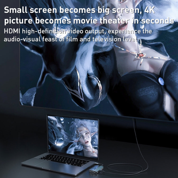 BYL-2106 7 in 1 USB-C / Type-C to USB Docking Station HUB Adapter (Silver) by buy2fix