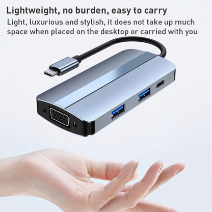 BYL-2106 7 in 1 USB-C / Type-C to USB Docking Station HUB Adapter (Silver) by buy2fix