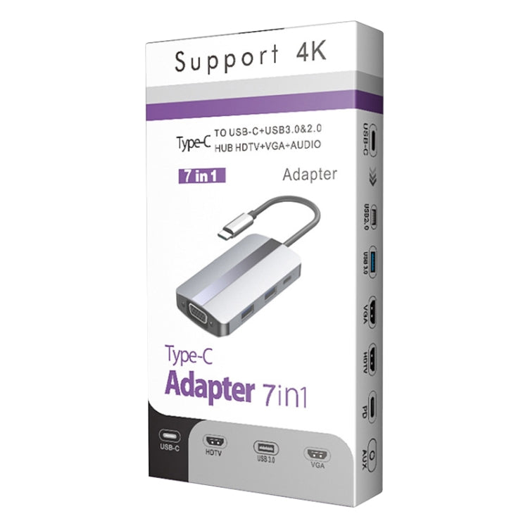 BYL-2106 7 in 1 USB-C / Type-C to USB Docking Station HUB Adapter (Silver) by buy2fix