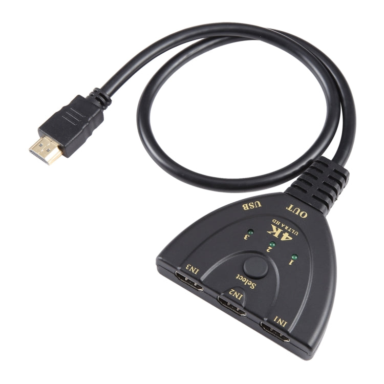 3 x 1 4K 30Hz HDMI Switcher with Pigtail HDMI Cable, Support External Power Supply by buy2fix