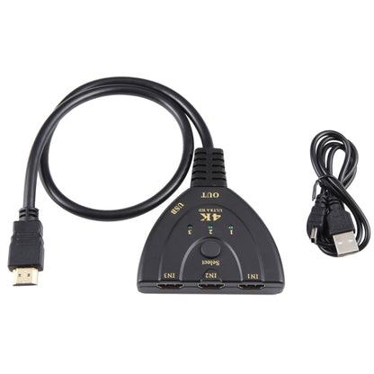 3 x 1 4K 30Hz HDMI Switcher with Pigtail HDMI Cable, Support External Power Supply by buy2fix