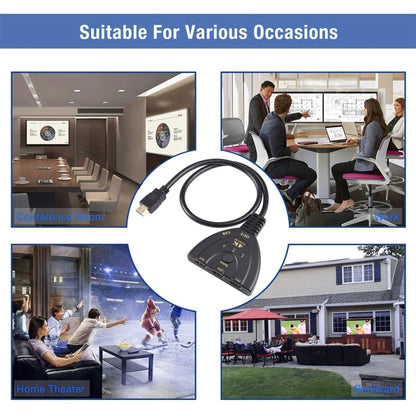 3 x 1 4K 30Hz HDMI Switcher with Pigtail HDMI Cable, Support External Power Supply by buy2fix