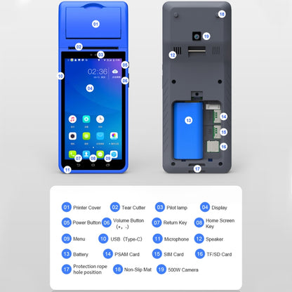 POS-6000 58mm PDA Handheld 5.5 inch Barcode Two-dimensional Code Android 4G Smart Scan Code Cash Register Thermal Printing Machine, 1GB+8GB by buy2fix