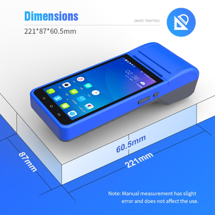 POS-6000 58mm PDA Handheld 5.5 inch Barcode Two-dimensional Code Android 4G Smart Scan Code Cash Register Thermal Printing Machine, 1GB+8GB by buy2fix