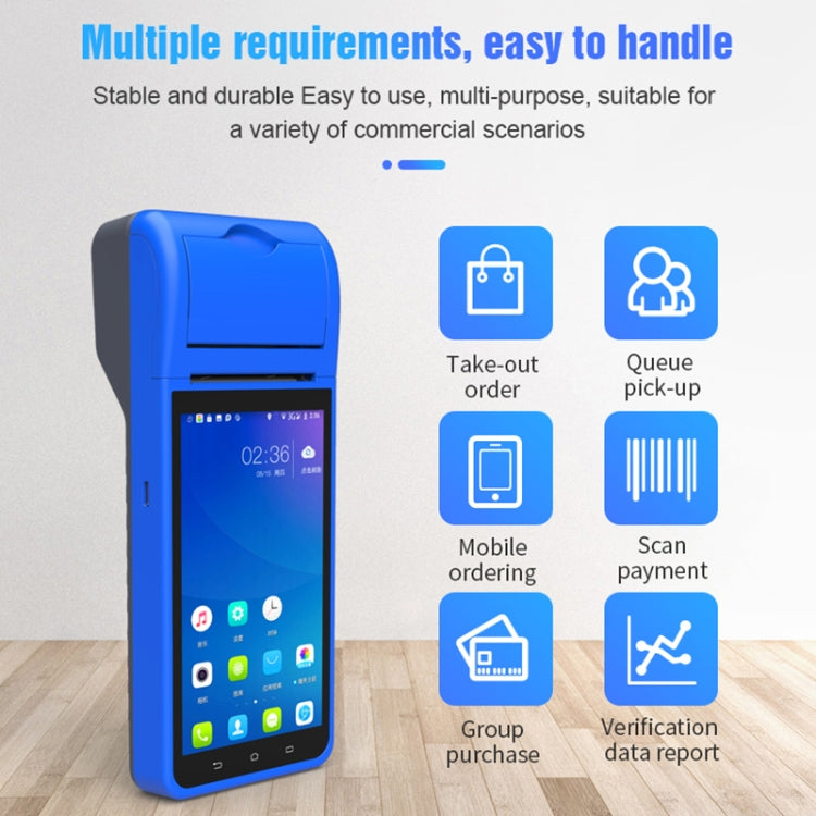 POS-6000 58mm PDA Handheld 5.5 inch Barcode Two-dimensional Code Android 4G Smart Scan Code Cash Register Thermal Printing Machine, 1GB+8GB by buy2fix