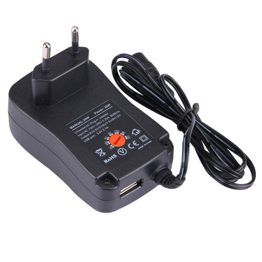 EU Plug Universal 30W Power Wall Plug-in Adapter with 5V 2.1A USB Port, Tips: 6 PCS, Cable Length: About 1.2m - AC Adapers by buy2fix | Online Shopping UK | buy2fix