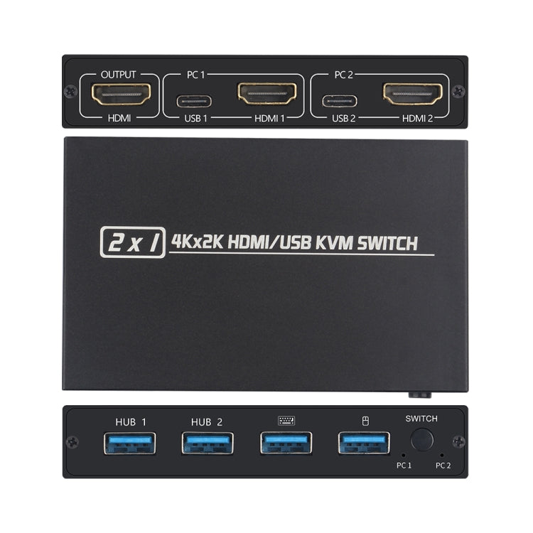 AM-KVM201CL 2x1 4Kx2K HDMI / USB / KVM Switch - Switch by buy2fix | Online Shopping UK | buy2fix
