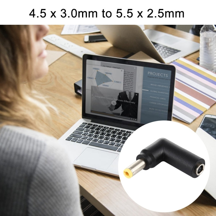10 PCS 4.5 x 3.0mm Female to 5.5 x 2.5mm Male Plug Elbow Adapter Connector - Universal Power Adapter by buy2fix | Online Shopping UK | buy2fix