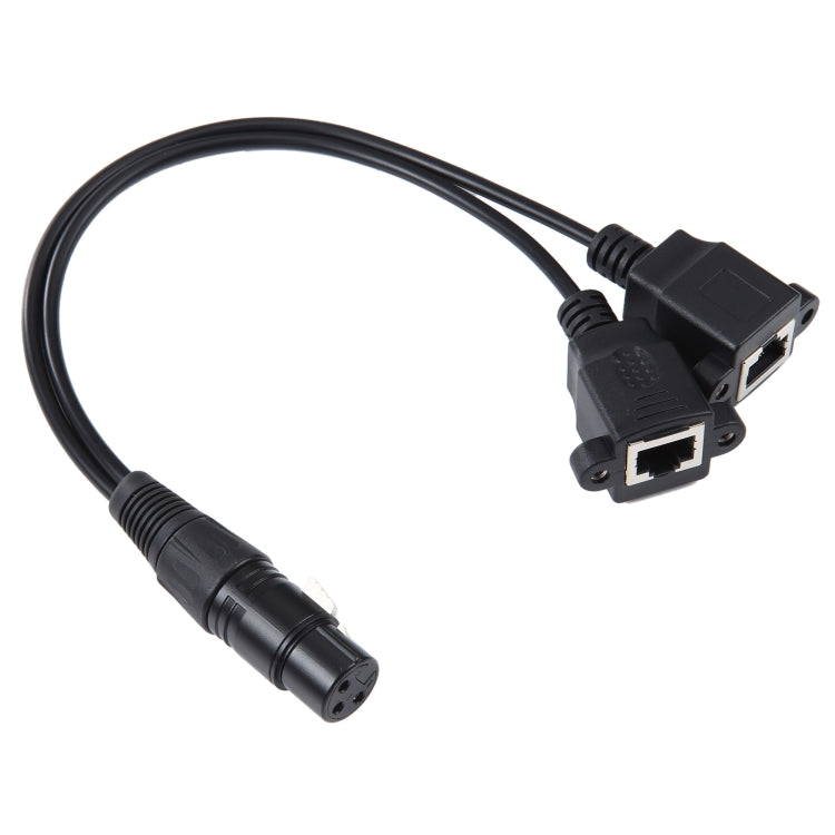 3-pin XLR Female to 2 x RJ45 Female Ethernet LAN Network Extension Cable, Cable Length: 30cm(Black) - Lan Cable and Tools by buy2fix | Online Shopping UK | buy2fix