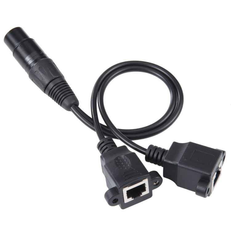 3-pin XLR Female to 2 x RJ45 Female Ethernet LAN Network Extension Cable, Cable Length: 30cm(Black) - Lan Cable and Tools by buy2fix | Online Shopping UK | buy2fix