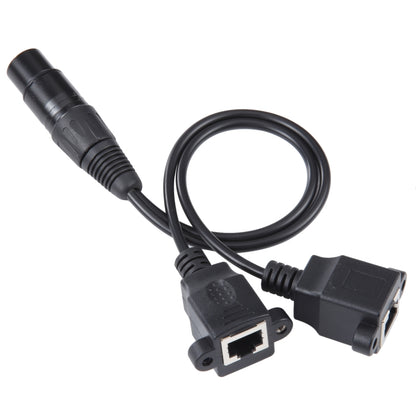 3-pin XLR Female to 2 x RJ45 Female Ethernet LAN Network Extension Cable, Cable Length: 30cm(Black) - Lan Cable and Tools by buy2fix | Online Shopping UK | buy2fix
