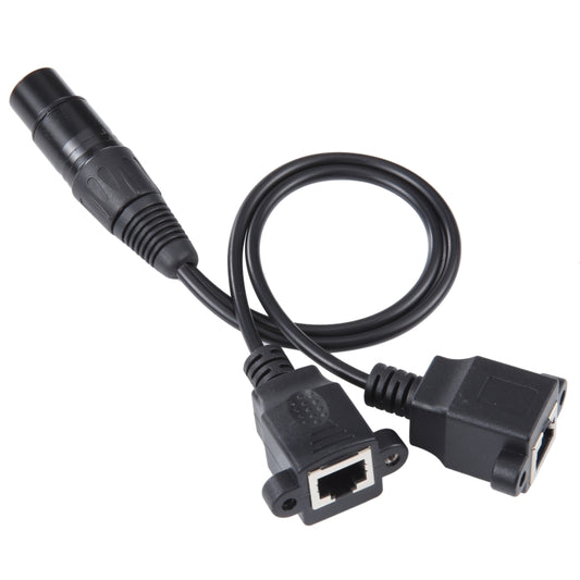 3-pin XLR Female to 2 x RJ45 Female Ethernet LAN Network Extension Cable, Cable Length: 30cm(Black) - Lan Cable and Tools by buy2fix | Online Shopping UK | buy2fix