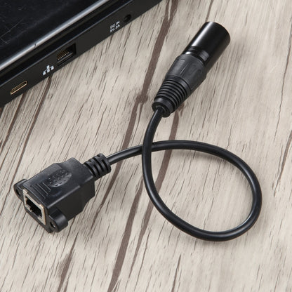 3-pin XLR Male to RJ45 Female Ethernet LAN Network Extension Cable, Cable Length: 30cm (Black) - Lan Cable and Tools by buy2fix | Online Shopping UK | buy2fix
