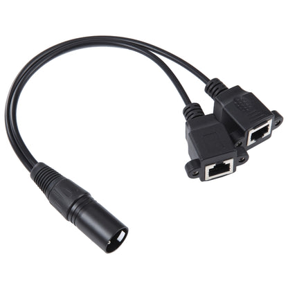 3-pin XLR Male to 2 x RJ45 Female Ethernet LAN Network Extension Cable, Cable Length: 30cm (Black) - Lan Cable and Tools by buy2fix | Online Shopping UK | buy2fix