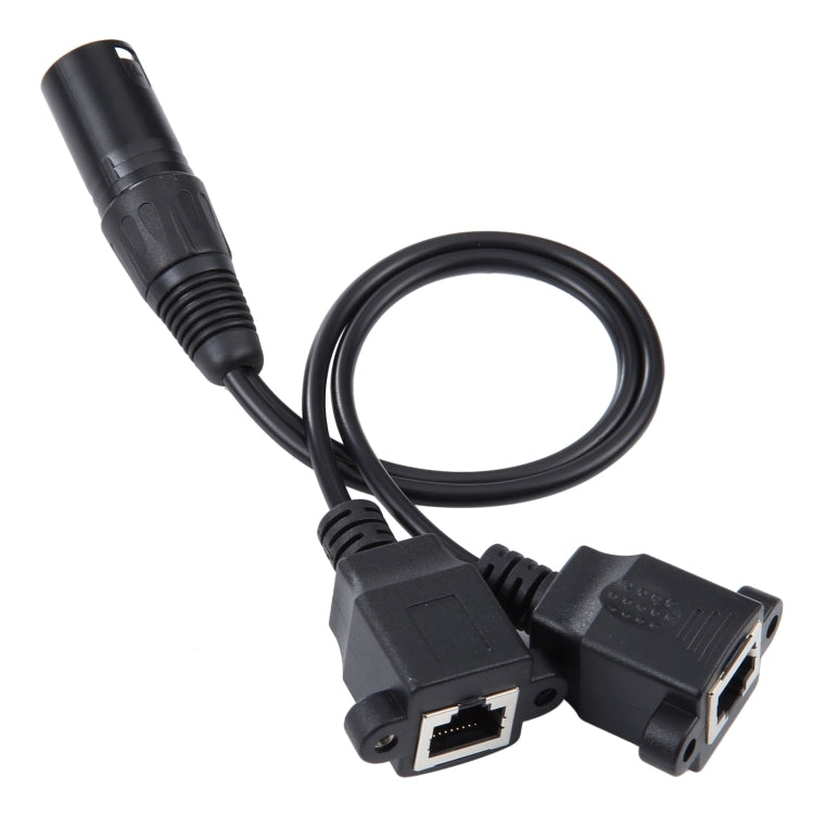 3-pin XLR Male to 2 x RJ45 Female Ethernet LAN Network Extension Cable, Cable Length: 30cm (Black) - Lan Cable and Tools by buy2fix | Online Shopping UK | buy2fix