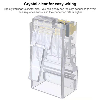 100pcs /Pack Cat5e RJ45 Connector Unshielded Pass Through Modular Plug, Gold: 3u by buy2fix