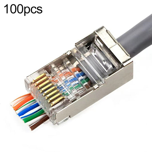 100pcs Cat5e Shielded Pass Through RJ45 Connector Modular Plug by buy2fix