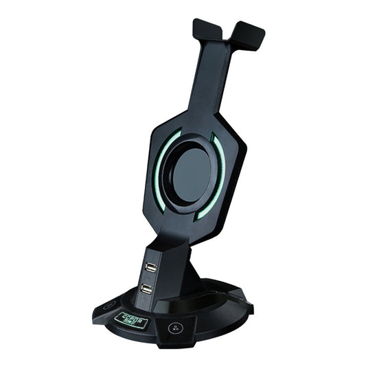 R-008-02 Luminous Integrated Mecha-shaped Headset Holder with Dual USB Ports & Computer Switch - Anti-lost & Holder by buy2fix | Online Shopping UK | buy2fix