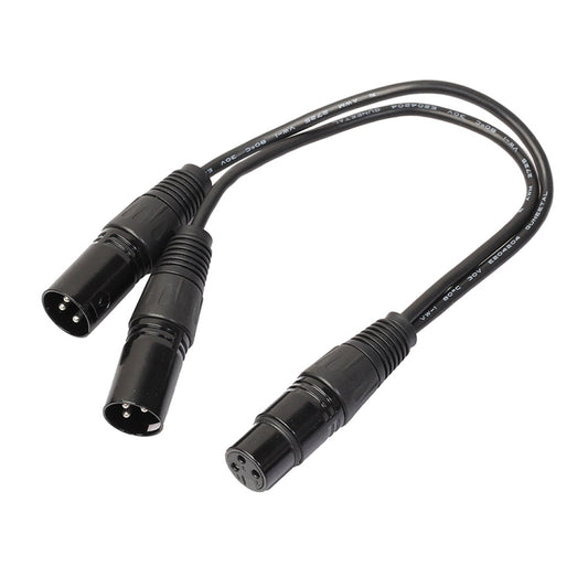 30cm 3 Pin XLR CANNON 1 Female to 2 Male Audio Connector Adapter Cable for Microphone / Audio Equipment(Black) - Microphone Audio Cable & Connector by buy2fix | Online Shopping UK | buy2fix