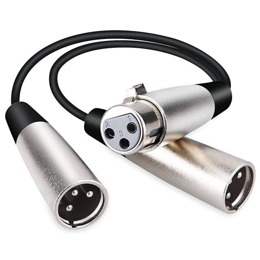 30cm Metal Head 3 Pin XLR CANNON 1 Female to 2 Male Audio Connector Adapter Cable for Microphone / Audio Equipment - Microphone Audio Cable & Connector by buy2fix | Online Shopping UK | buy2fix