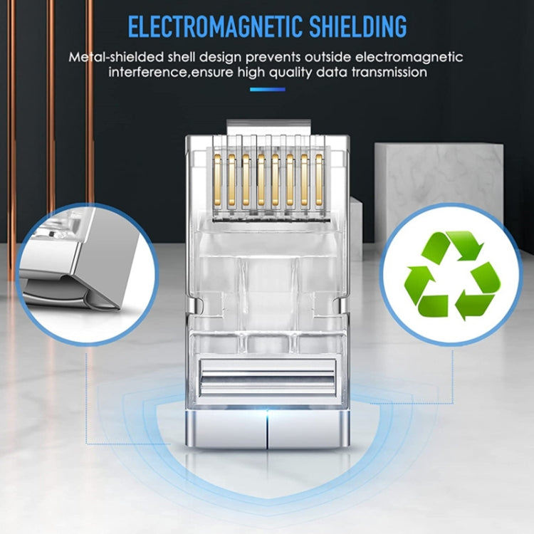 100pcs /Pack Cat6e Shielded Pass Through RJ45 Connector Modular Plug by buy2fix