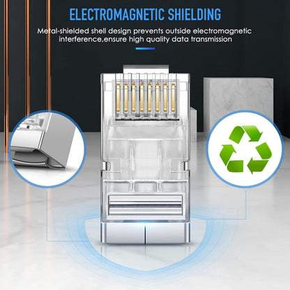 100pcs /Pack Cat6e Shielded Pass Through RJ45 Connector Modular Plug by buy2fix