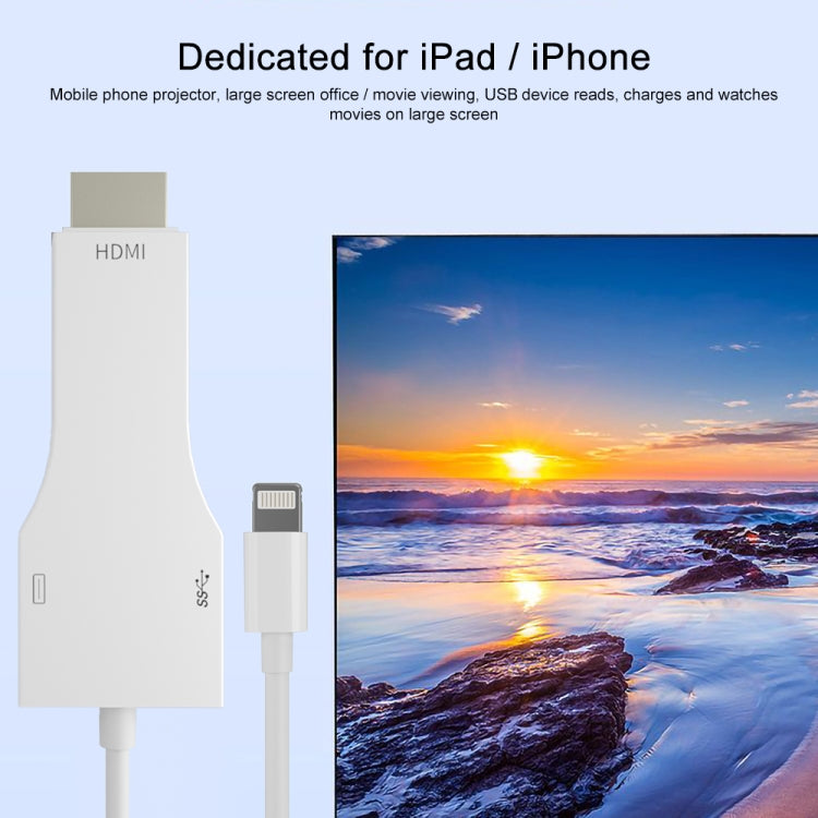 NK-1078 8 Pin to HDMI Male + USB Female Adapter Cable, Length：1m by buy2fix