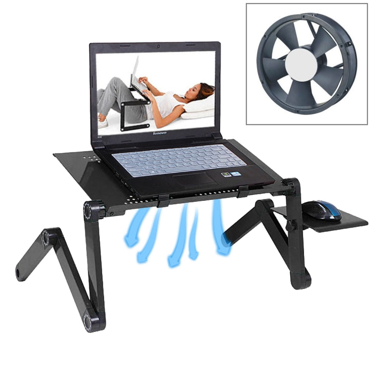 Portable 360 Degree Adjustable Foldable Aluminium Alloy Desk Stand with Cool Fans & Mouse Pad for Laptop / Notebook(Black) by buy2fix
