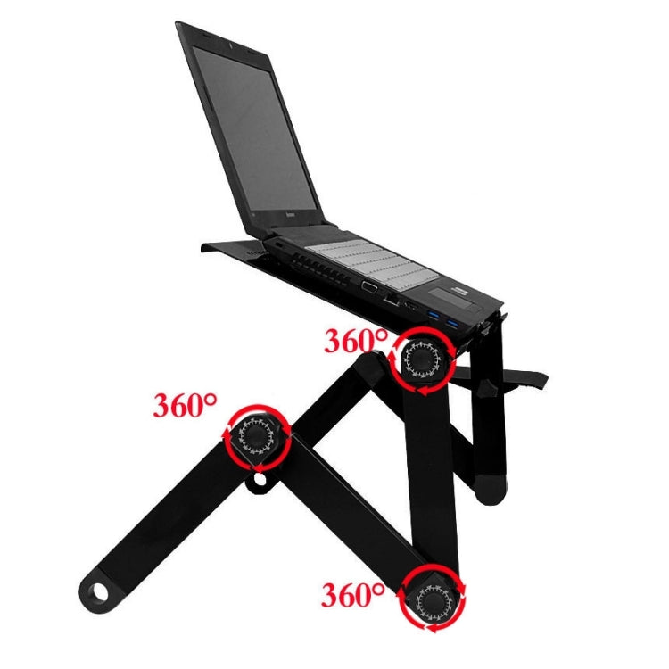 Portable 360 Degree Adjustable Foldable Aluminium Alloy Desk Stand with Cool Fans & Mouse Pad for Laptop / Notebook(Black) by buy2fix