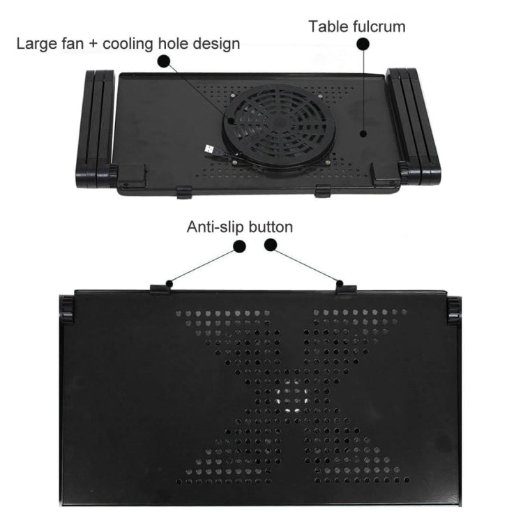 Portable 360 Degree Adjustable Foldable Aluminium Alloy Desk Stand with Cool Fans & Mouse Pad for Laptop / Notebook(Black) by buy2fix