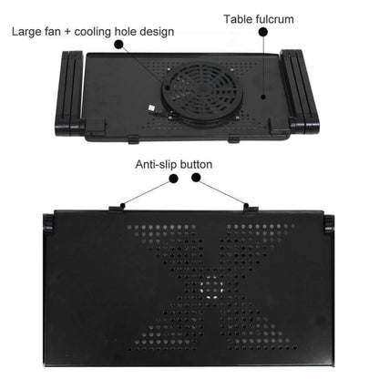 Portable 360 Degree Adjustable Foldable Aluminium Alloy Desk Stand with Cool Fans & Mouse Pad for Laptop / Notebook(Black) by buy2fix