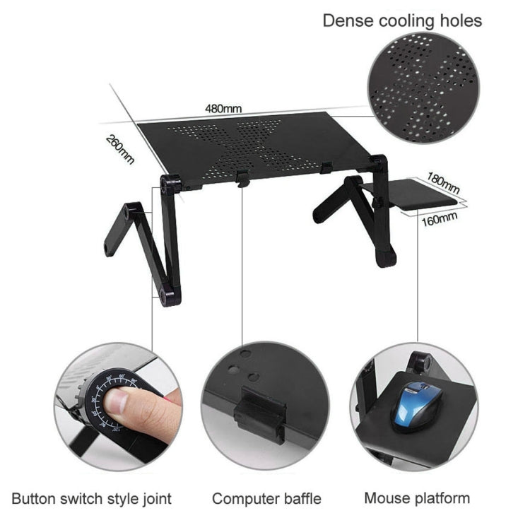 Portable 360 Degree Adjustable Foldable Aluminium Alloy Desk Stand with Cool Fans & Mouse Pad for Laptop / Notebook(Black) by buy2fix