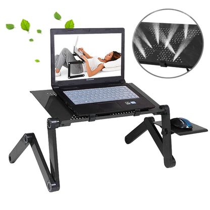 Portable 360 Degree Adjustable Foldable Aluminium Alloy Desk Stand with Mouse Pad for Laptop / Notebook, without CPU Fans(Black) by buy2fix