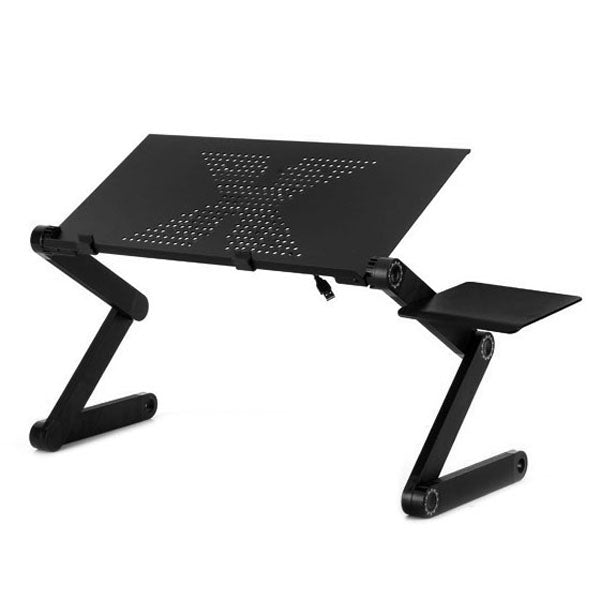 Portable 360 Degree Adjustable Foldable Aluminium Alloy Desk Stand with Mouse Pad for Laptop / Notebook, without CPU Fans(Black) by buy2fix