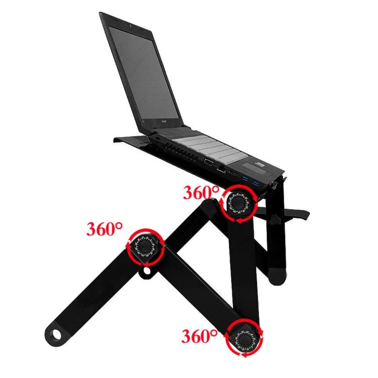 Portable 360 Degree Adjustable Foldable Aluminium Alloy Desk Stand with Mouse Pad for Laptop / Notebook, without CPU Fans(Black) by buy2fix