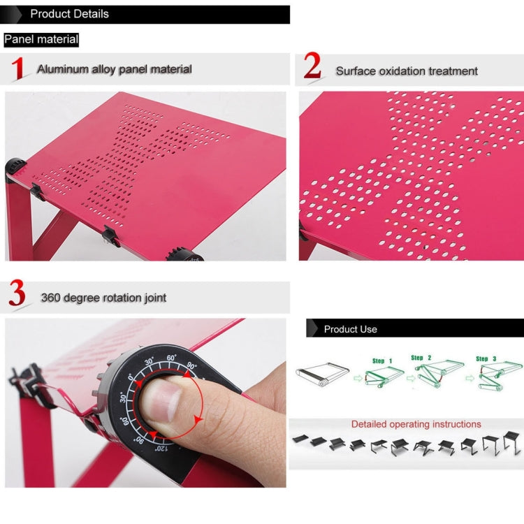 Portable 360 Degree Adjustable Foldable Aluminium Alloy Desk Stand with Mouse Pad for Laptop / Notebook, without CPU Fans(Black) by buy2fix