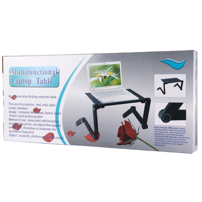 Portable 360 Degree Adjustable Foldable Aluminium Alloy Desk Stand with Mouse Pad for Laptop / Notebook, without CPU Fans(Black) by buy2fix