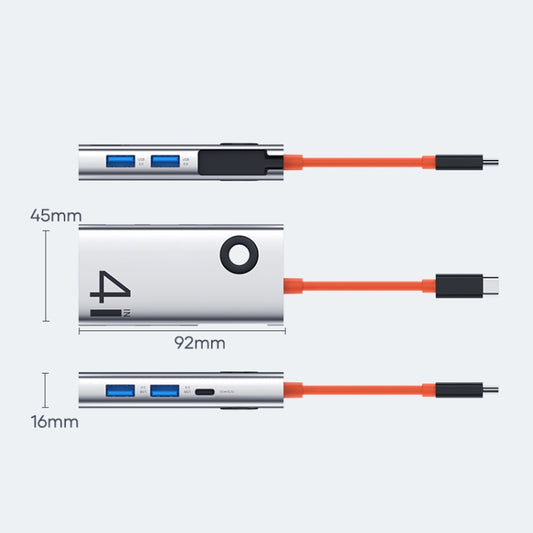 ROCK TR25 4 in 1 USB-C / Type-C to USB 3.0x4 Portable Multifunctional HUB Docking Station - USB HUB by ROCK | Online Shopping UK | buy2fix
