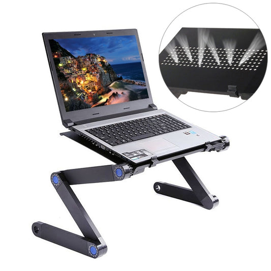 Portable 360 Degree Adjustable Foldable Aluminium Alloy Desk Stand for Laptop / Notebook, without CPU Fans & Mouse Pad(Black) by buy2fix