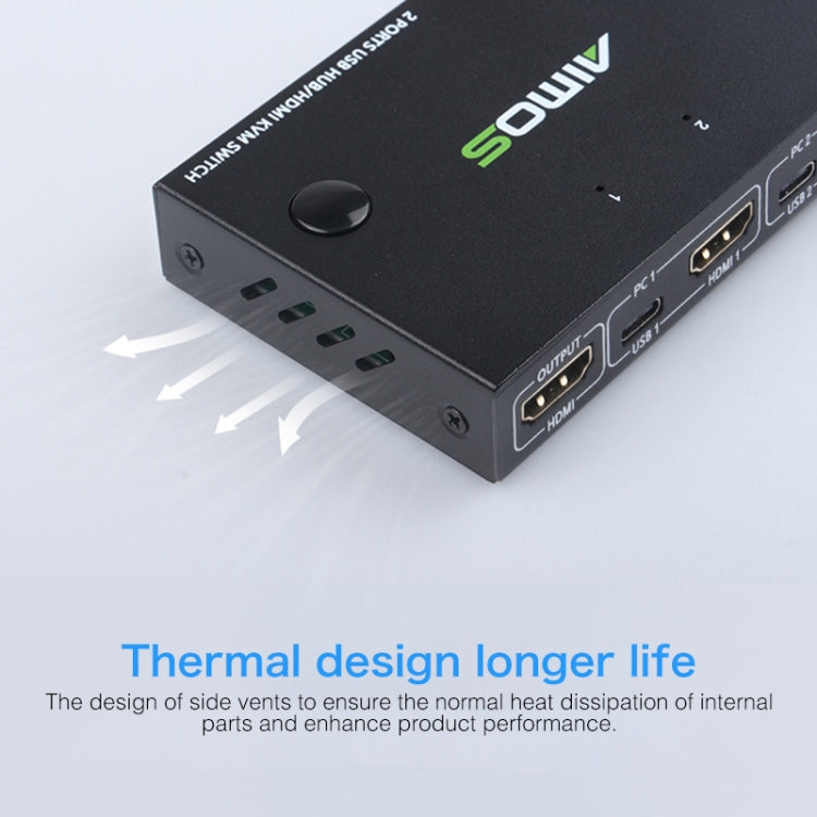 AIMOS AM-KVM201CC 2 Ports USB HUB HDMI KVM Switch without Extension Cable by buy2fix