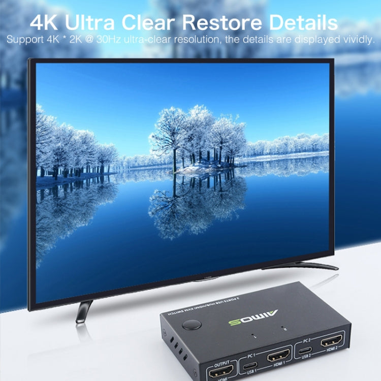 AIMOS AM-KVM201CC 2 Ports USB HUB HDMI KVM Switch without Extension Cable by buy2fix