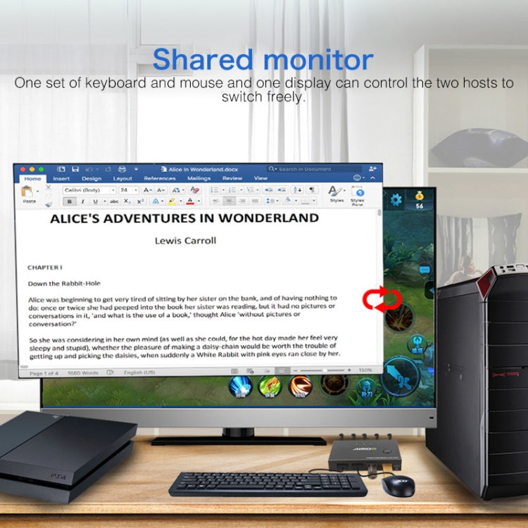 AIMOS AM-KVM201CC 2 Ports USB HUB HDMI KVM Switch without Extension Cable by buy2fix