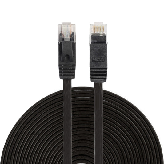 15m CAT6 Ultra-thin Flat Ethernet Network LAN Cable, Patch Lead RJ45 (Black) by buy2fix
