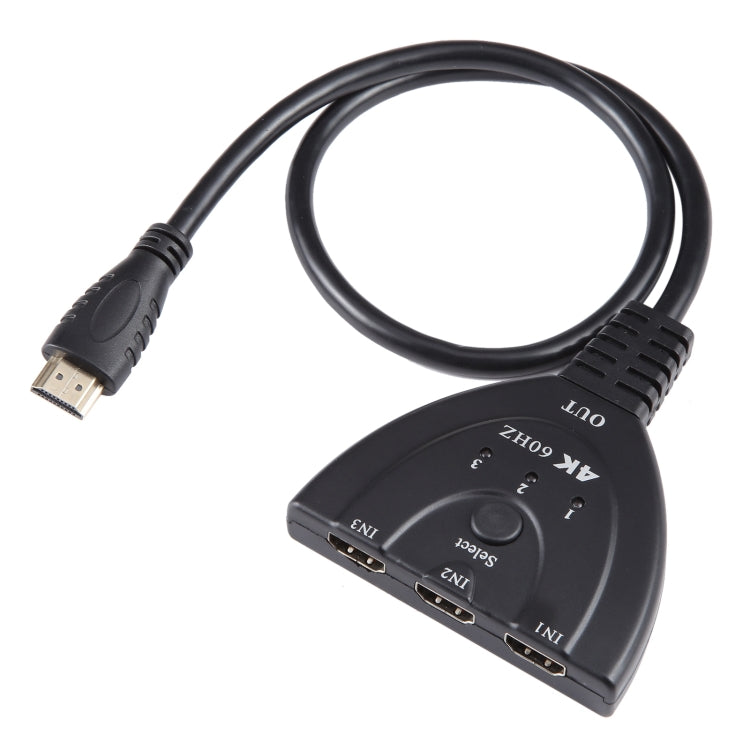 3 x 1 4K 60Hz YUV4:4:4 HDR HDMI Switcher with Pigtail HDMI Cable by buy2fix