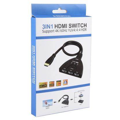 3 x 1 4K 60Hz YUV4:4:4 HDR HDMI Switcher with Pigtail HDMI Cable by buy2fix