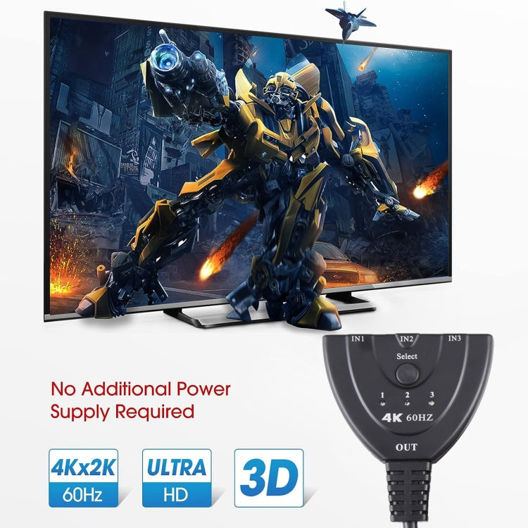 3 x 1 4K 60Hz YUV4:4:4 HDR HDMI Switcher with Pigtail HDMI Cable by buy2fix