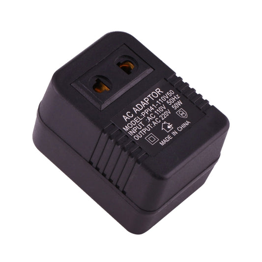 110V to 220V 50W AC Power Socket Adapter,  EU/US Plug to US Plug(Black) - Plug Adaptor by buy2fix | Online Shopping UK | buy2fix