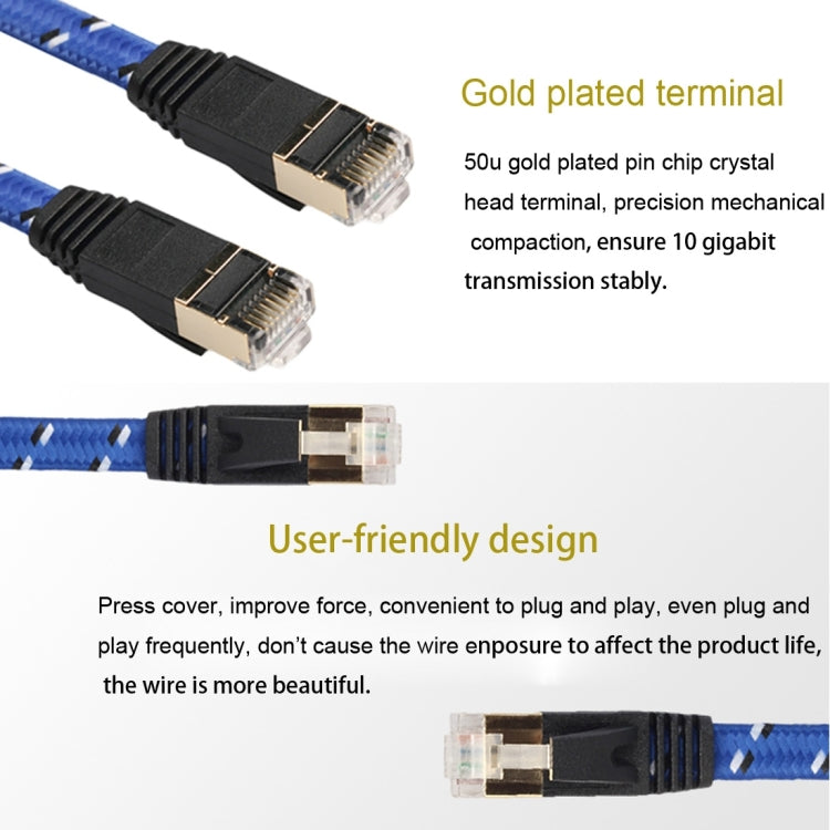 10m Gold Plated CAT-7 10 Gigabit Ethernet Ultra Flat Patch Cable for Modem Router LAN Network, Built with Shielded RJ45 Connector by buy2fix