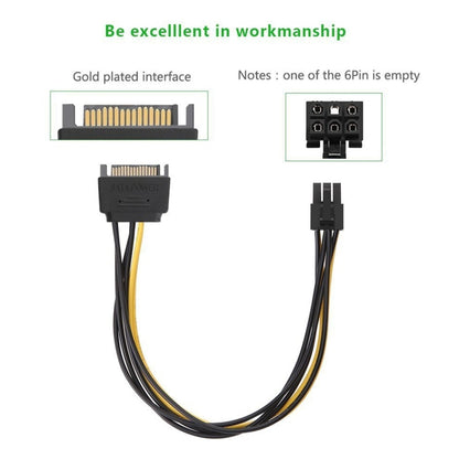 20cm SATA 15 Pin to 6 Pin PCI Express Graphics Video Card Sata Power Cable by buy2fix